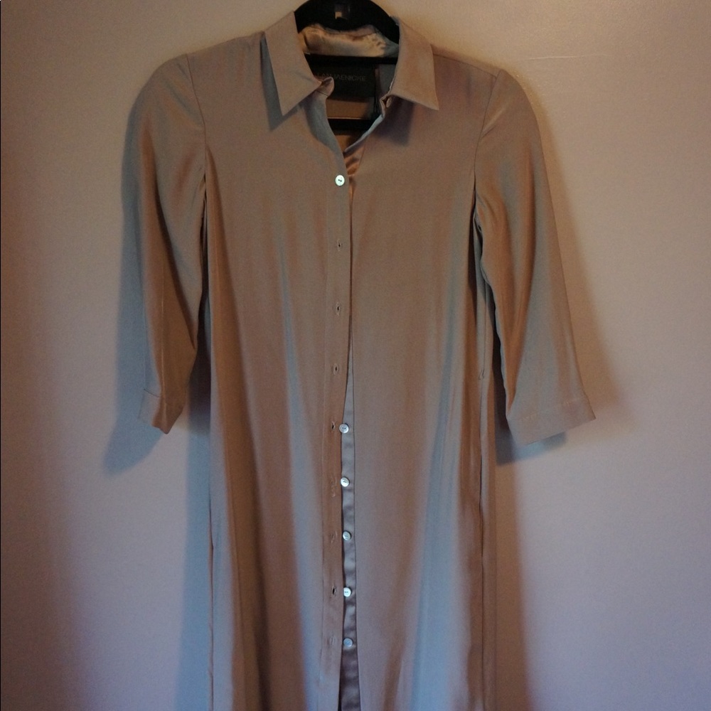 NWT Lan Jaenicke Designer Silk Button Down Dress